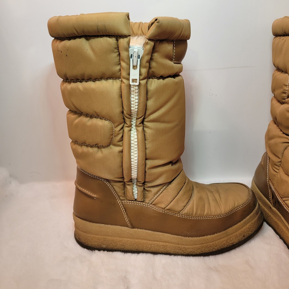 Nordica Vintage Tan Puffer Snow Boots Made in Italy Zip Up Fur Lined Size 44 - Picture 3 of 13